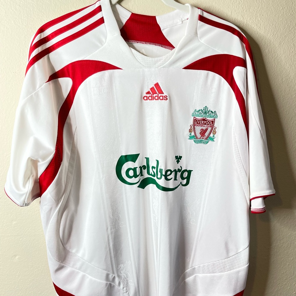 Vintage Jersey: Adidas Carlsberg Liverpool FC Soccer Football | White + Red | XL